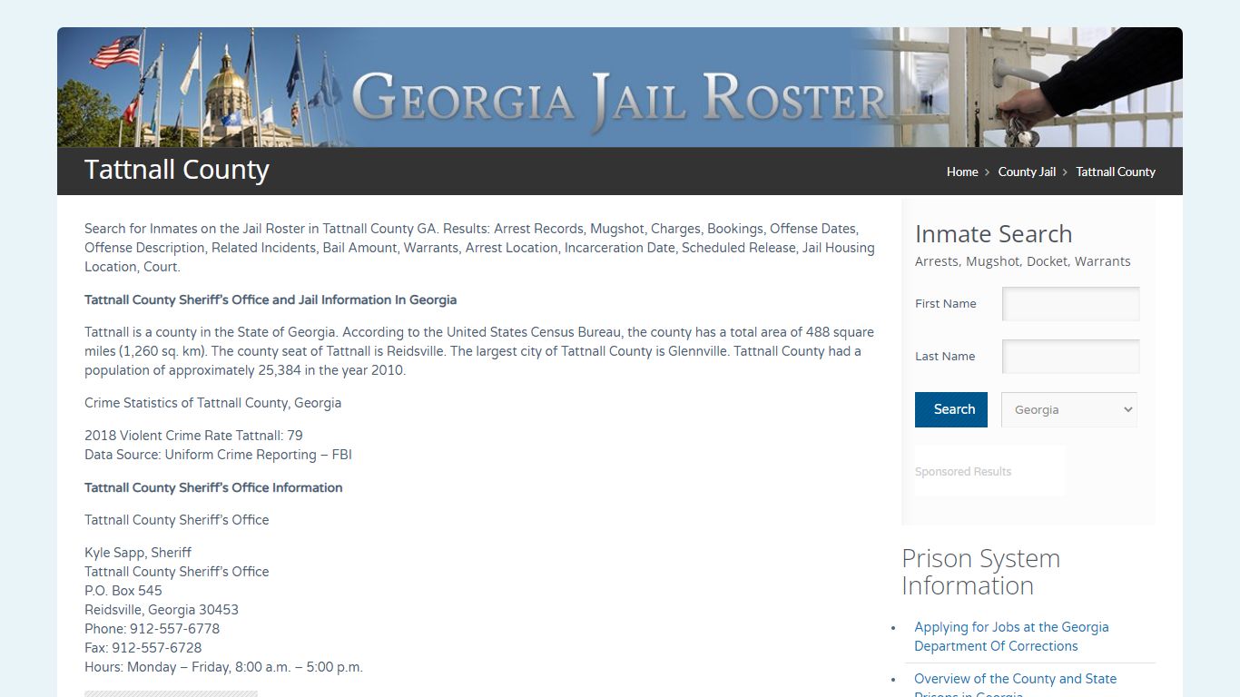 Tattnall County | Georgia Jail Inmate Search